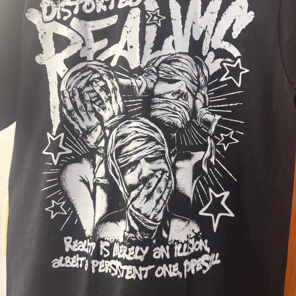 Distorted Realms Black Graphic Tee